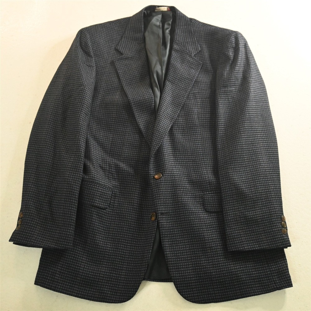 Botany 500 42R Navy Houndstooth Tweed Mens Blazer Suit Jacket Sport Coat
